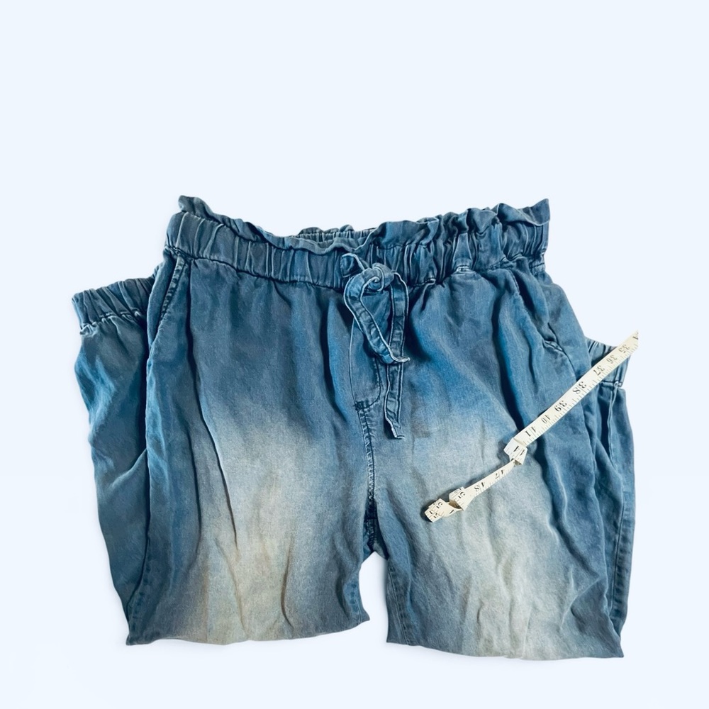 Zenana Outfitters faux Washed Blue Denim 100% Lyocell Elastic Waist Pants